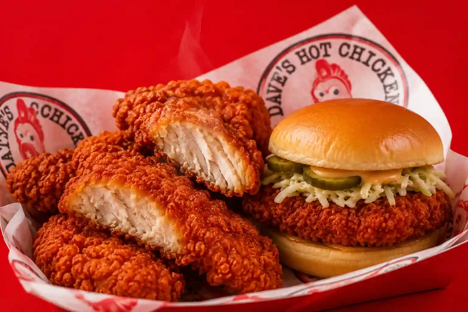 Golden and Crispy Chicken in Dave's Hot Chicken Menu