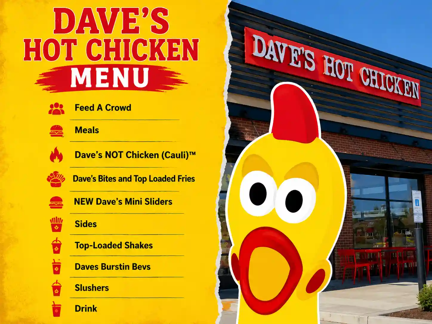 Daves hot Chicken Menu guide