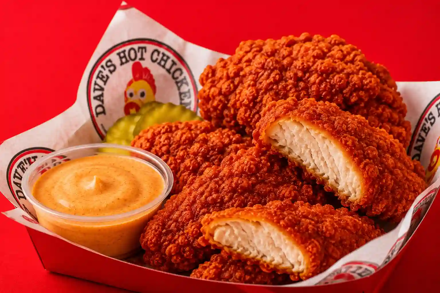 Customers Love the Hand-Breaded Chicken in Dave's Menu